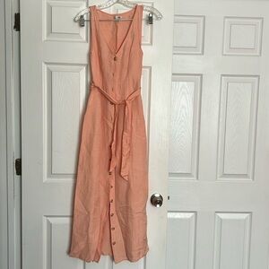 Amuse Society Light Coral Linen Midi Dress XS